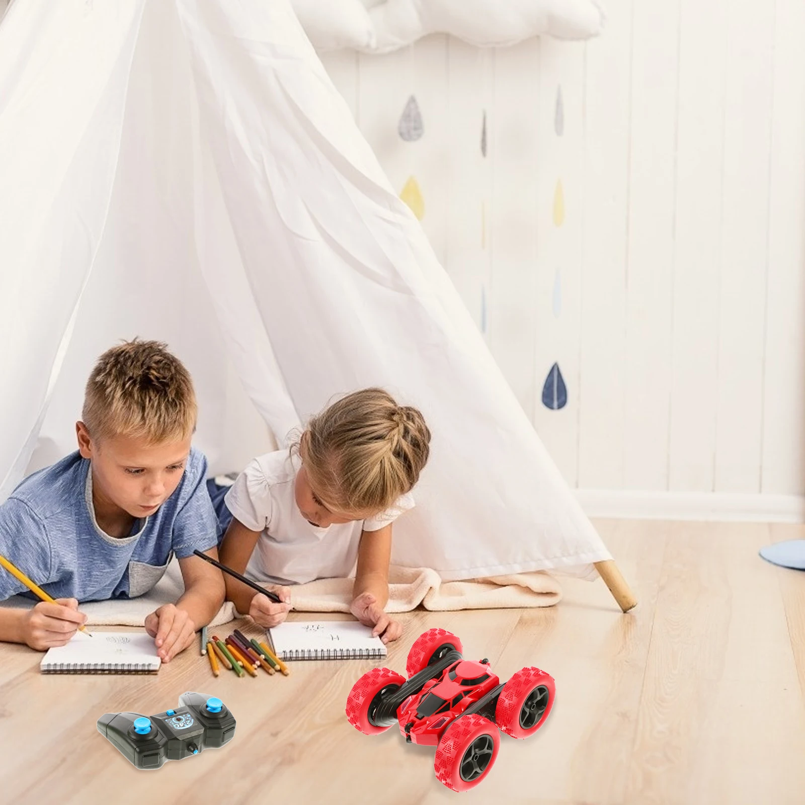 

Car Double Sided Remote Control Gesture Sensing Rc Cars Red Rotating Child