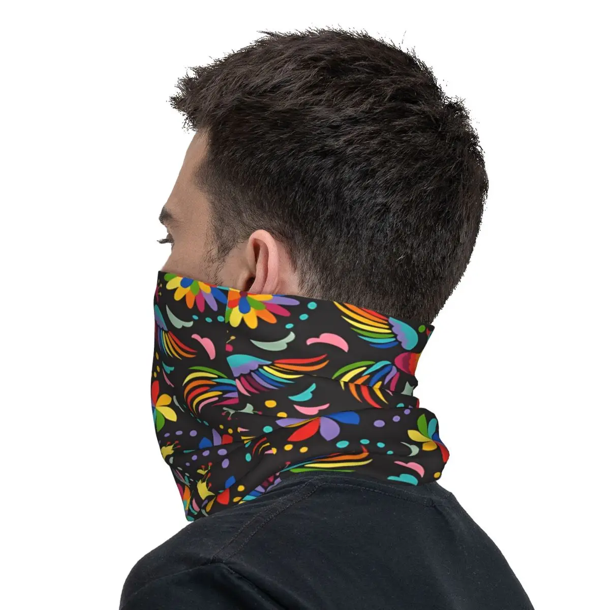 Padrão sem costura unissex em cores escuras, bandana, capa do pescoço, envoltório, lenço, balaclava, respirável, mexicano, ciclismo, adulto