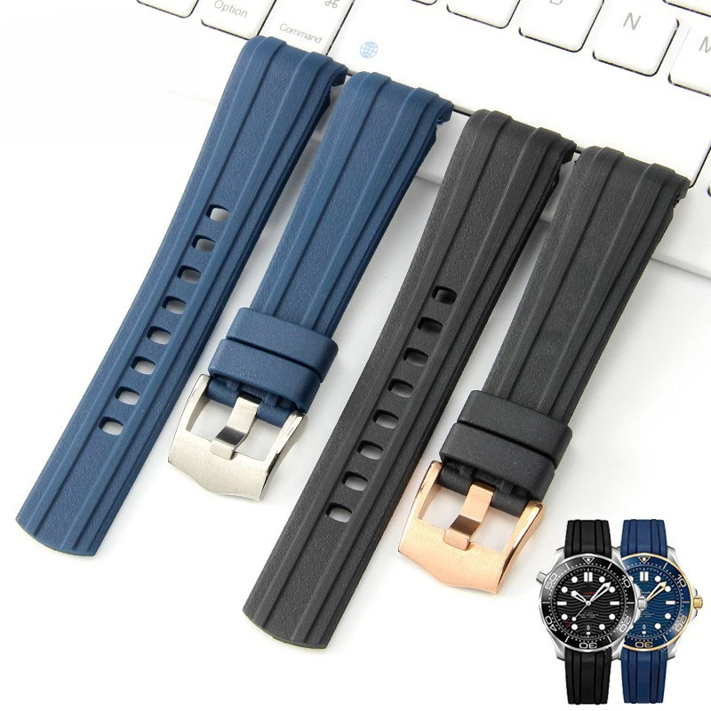 Brand Quality 20mm Soft Rubber Silicone Watch Band Buckle Grind Arenaceous Belt Special For Omega strap For Seamaster 300