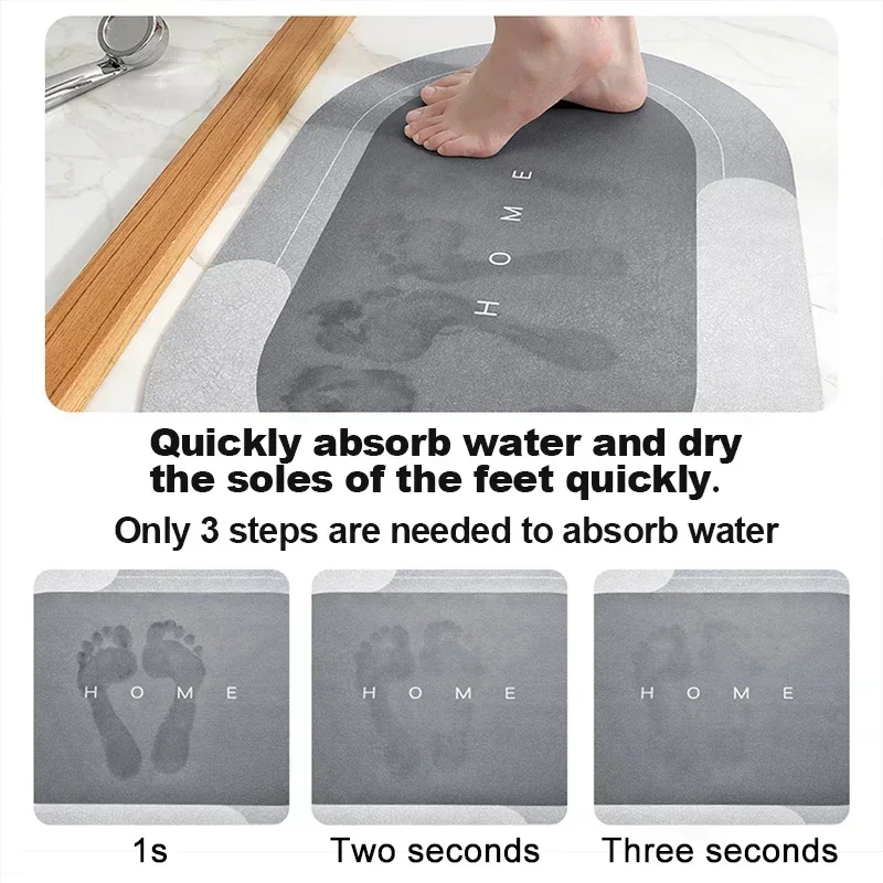 1PC New Type Bath Mat Super Absorbent Non Slip Bathroom Rug Quick Drying Shower Carpet Rug Kitchen Door Mats Home Floor Mat image 4