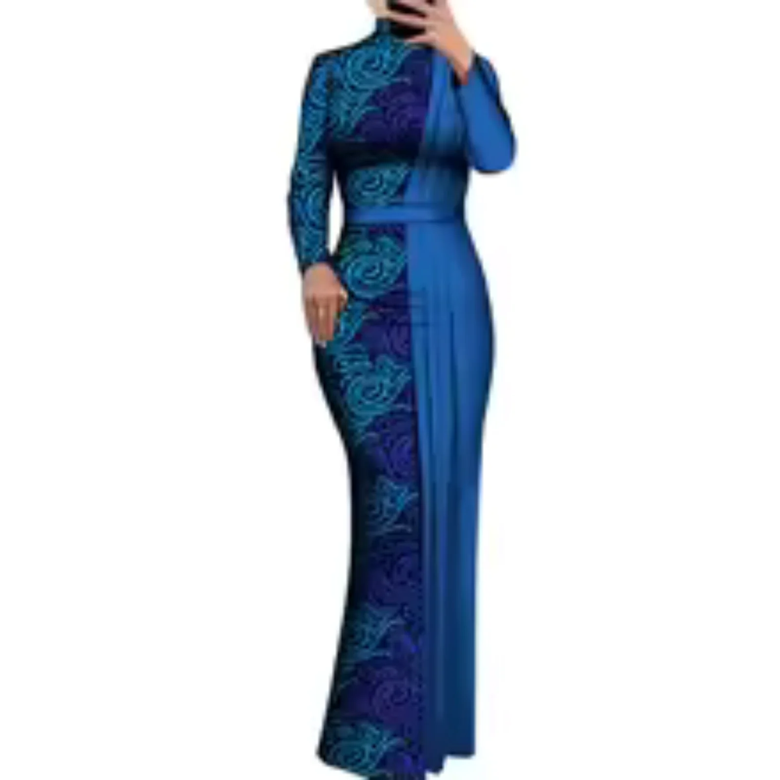 

Elegant Dashiki Long Evening Dress for Women African Print Ankara Style Bodycon Wedding Party Vestidos