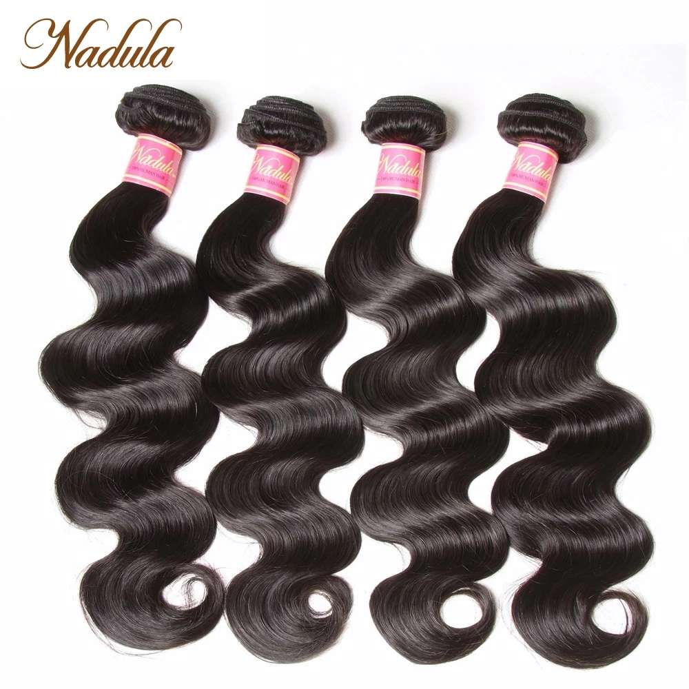 Nadula Hair 4 Bundles Peruvian Body Wave Hair 100% Human Hair Weaves 8-30inch Natural Color Remy Hair Extensions