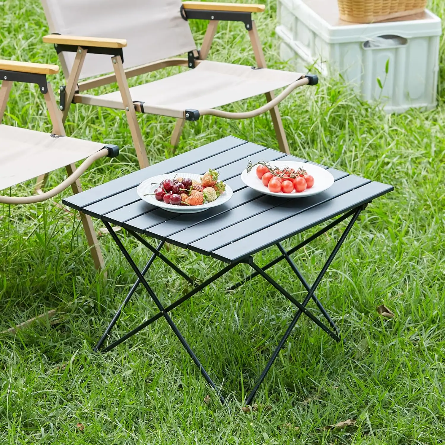 Outdoor Folding Table Tourist Portable Storage Egg Roll Table Camping Desk Barbecue Easy To Install Picnic Outdoor Tables