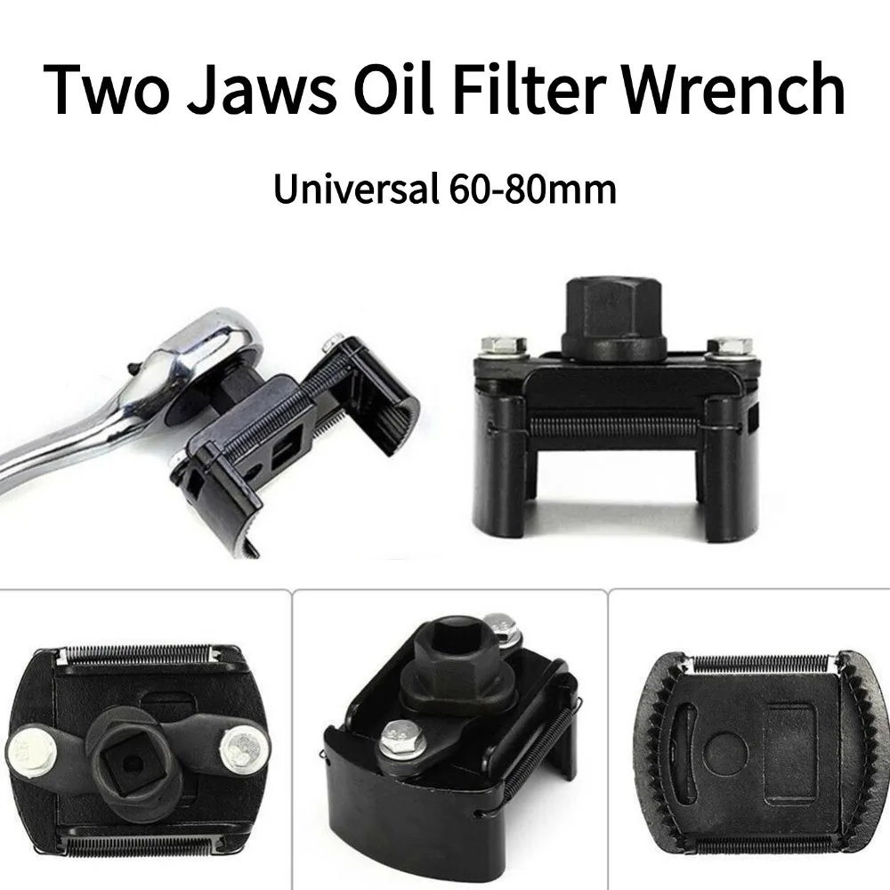 

2 Jaw Adjustable Oil Filter Wrench 60-80mm Extended Spring Removal Tool Spanner for Car Truck Motorcycle Auto Repair Accessorie