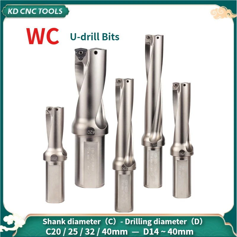 

KD CNC WC Series Drill Bites Metal Drill Bites Insert13mm-50mm Depth 2D 3D 4D 5D Indexable U Drill Machinery Lathes CNC