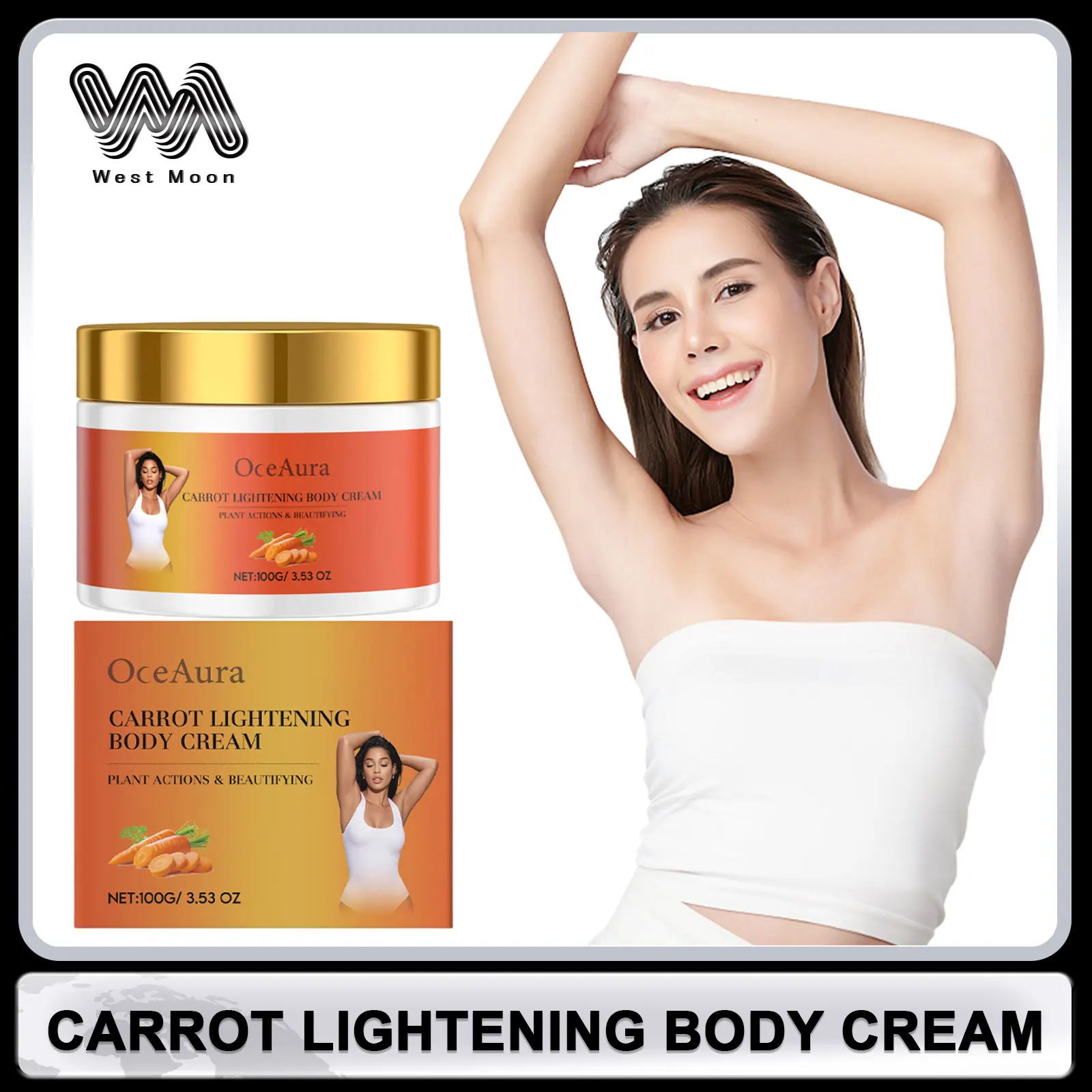 

Carrot Body Cream Fade Dark Spots Lightening Melanin Brightening Skin Anti Acne Smoothing Antioxidation Moisturizing Body Lotion