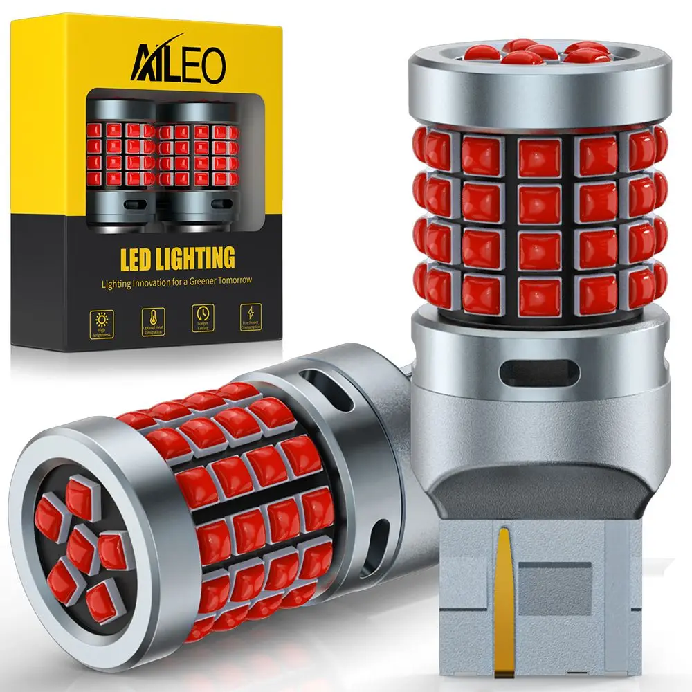 AILEO 2 PCS W21W 7440 W21/5W 7443 T20 LED Reverse Light Bulb 3030  54 Chips 3000LM Bright Turn Signal Brake 12V White Red Yellow