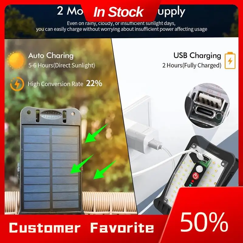 AT03 Paquete superior de 2 luces de movimiento solares con clip impermeables para exteriores con 800LM, 3 temperaturas de color, USB y control remoto, luz solar