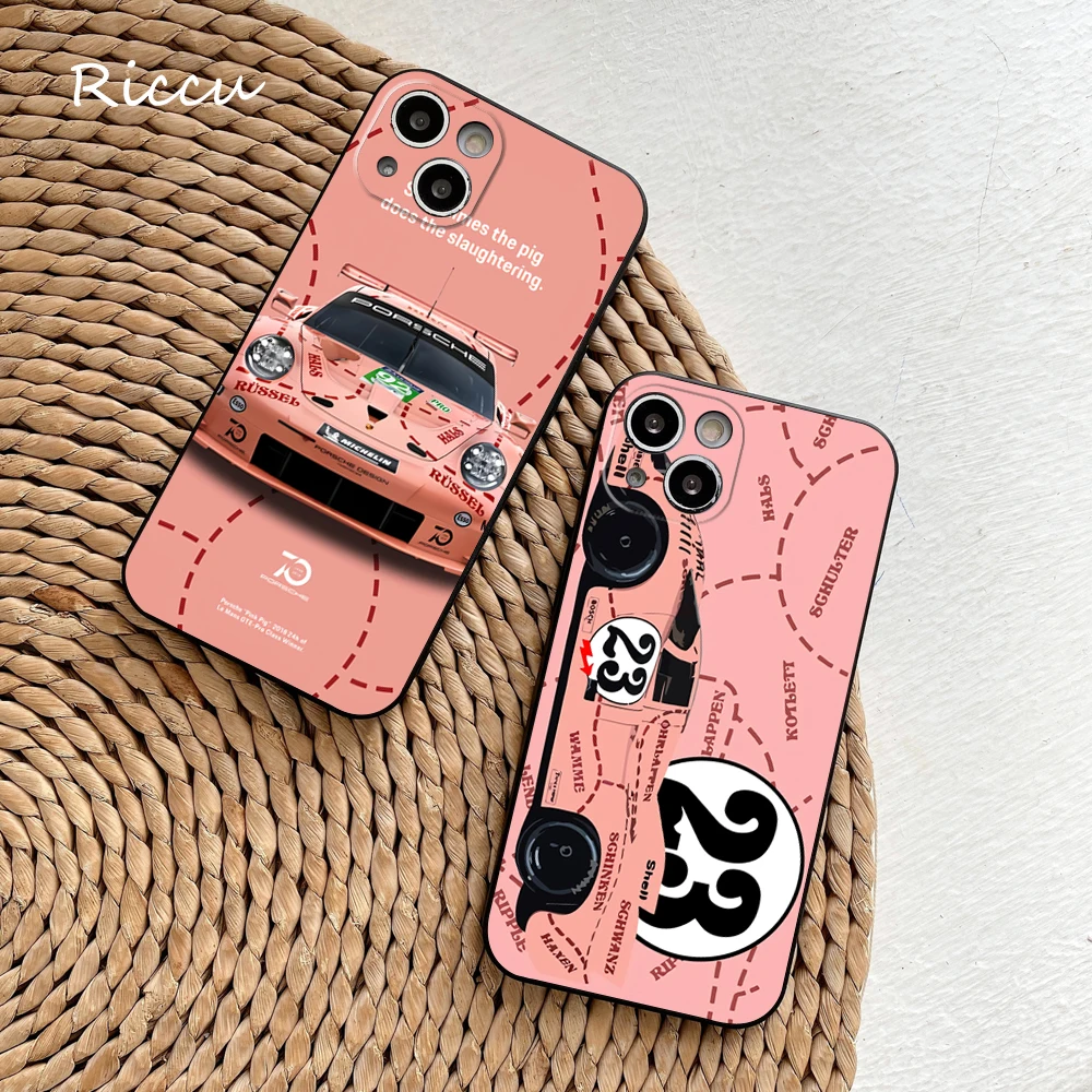 sports car 911 pink pig Phone Case FOR IPhone 14 11 12 Pro 8 7 Plus X Pro 14 MAX 12 13 MINI XR XS iphone 14 13 Soft Phone Covers