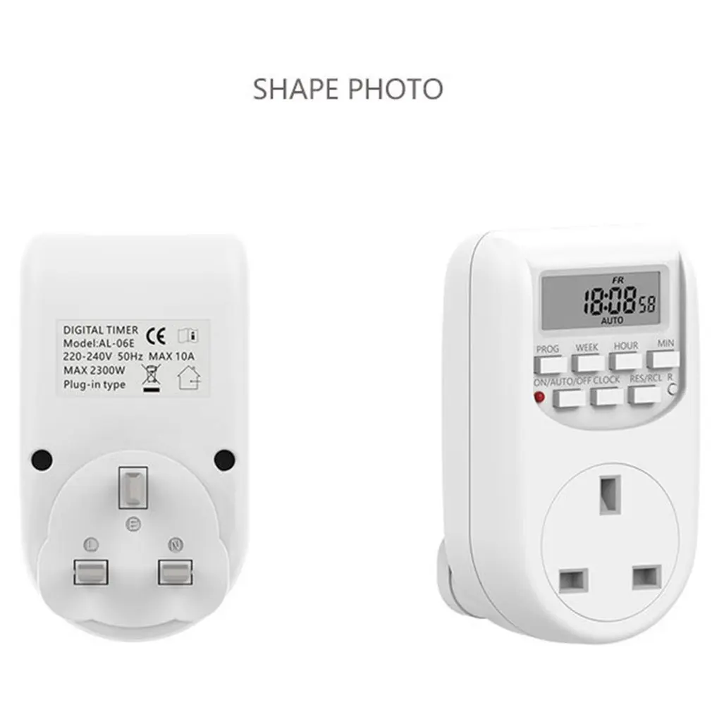 Interruttore Timer digitale presa di temporizzazione programmabile settimanale elettronica da 12/24 ore presa di corrente britannica controllo del tempo dell'apparecchio da cucina