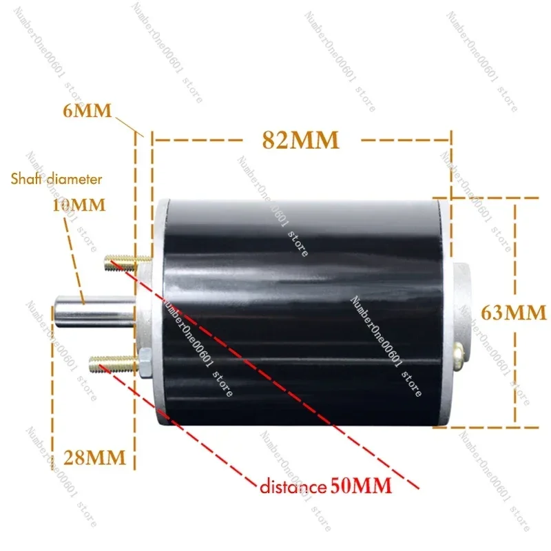 DC 220V 120W Carbon Brush DC Motor Positive and Negative Double Ball Bearing Motor Spindle for Small Bead Machine Shaft Dia 10mm