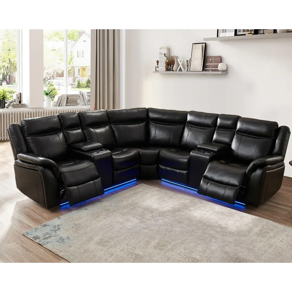 

Power Reclining Sectional Sofa 5 Seater,Reclining Sectional Couches for Living Room, L Shaped Living Room Furniture Sofa Sets