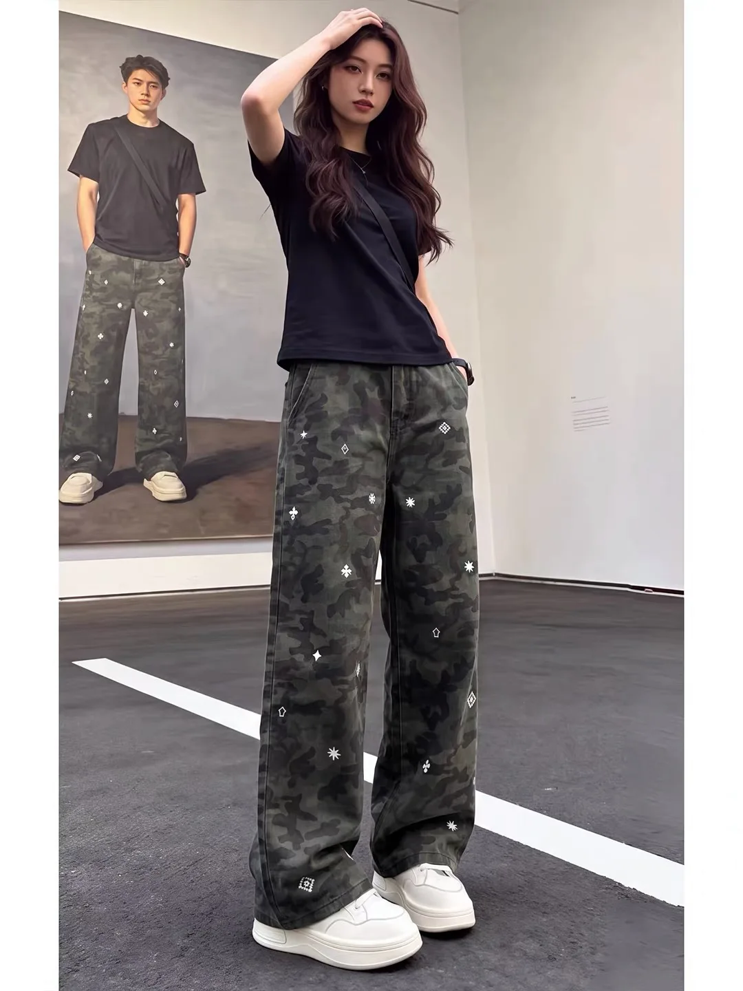 American Style Casual Camouflage Workwear Pants Draping Lazy Long Trousers for Pear Shaped Body Trendy Autumn New Arrival