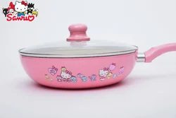 Sanrio Melody Kuromi Hello Kitty Cinnamoroll Pochacco KT Wok Nonstick Pan Wok Pan Gas Cooker Induction Cooker 8x28x18cm