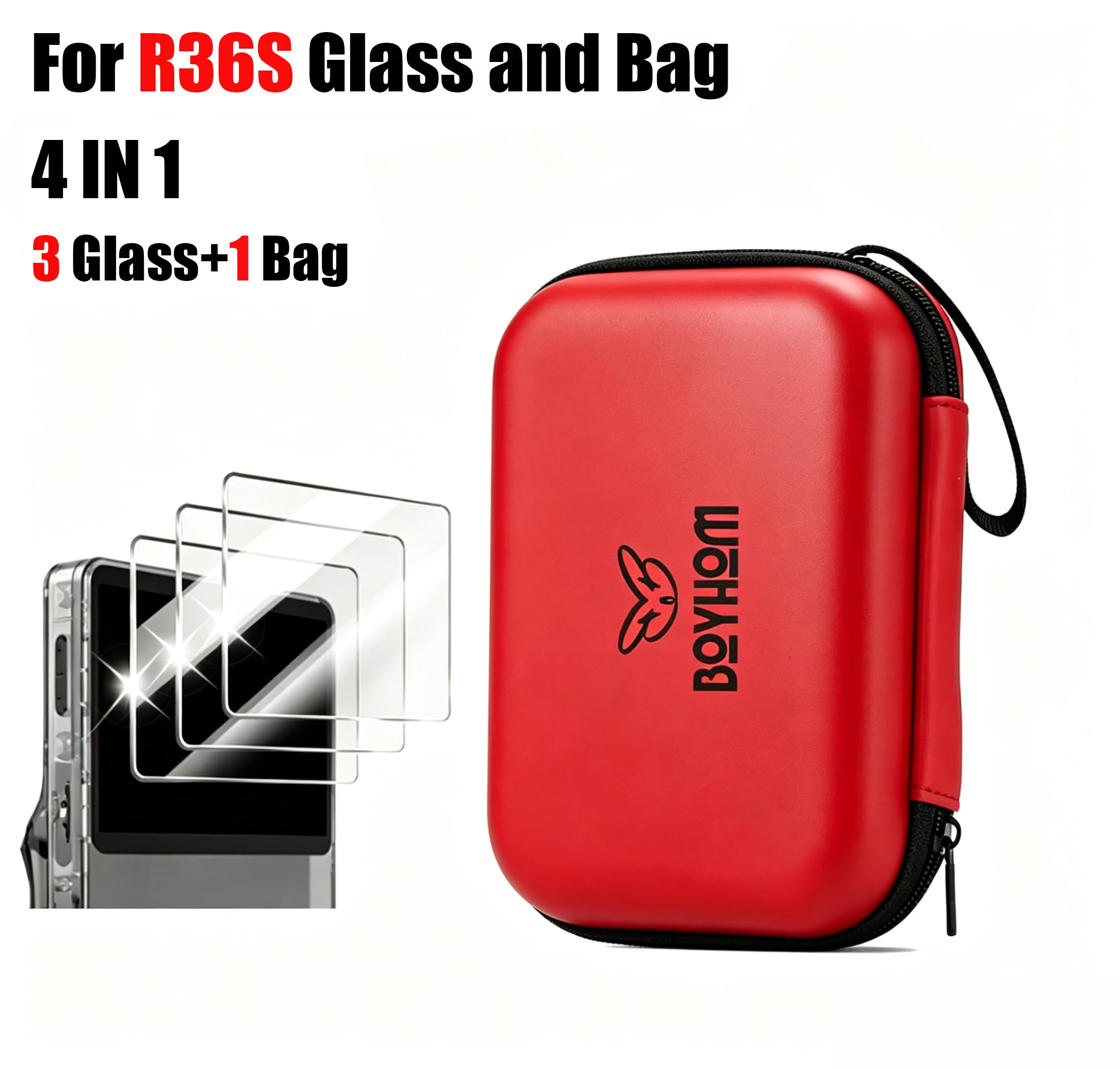 BOYHOM Offizieller R36S Gehärteter Glas-Displayschutz 9H Härtegrad HD Klare Schutzfolie für 3,5-Zoll Handheld Retro-Spielkonsole