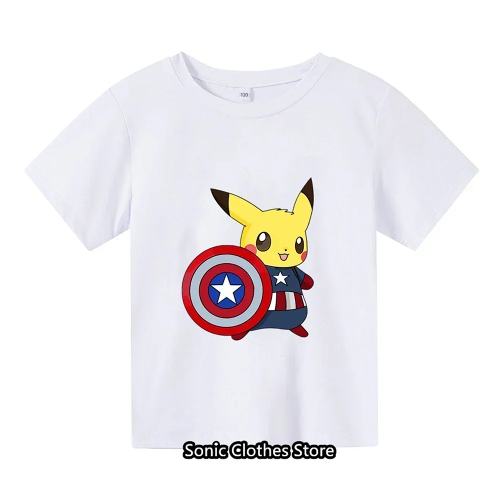 2024 Summer Children's Pocket Monster Fashion Clothing Boys Short sleeved Pikachu T-shirts Girls Fashion Casual T-shirts