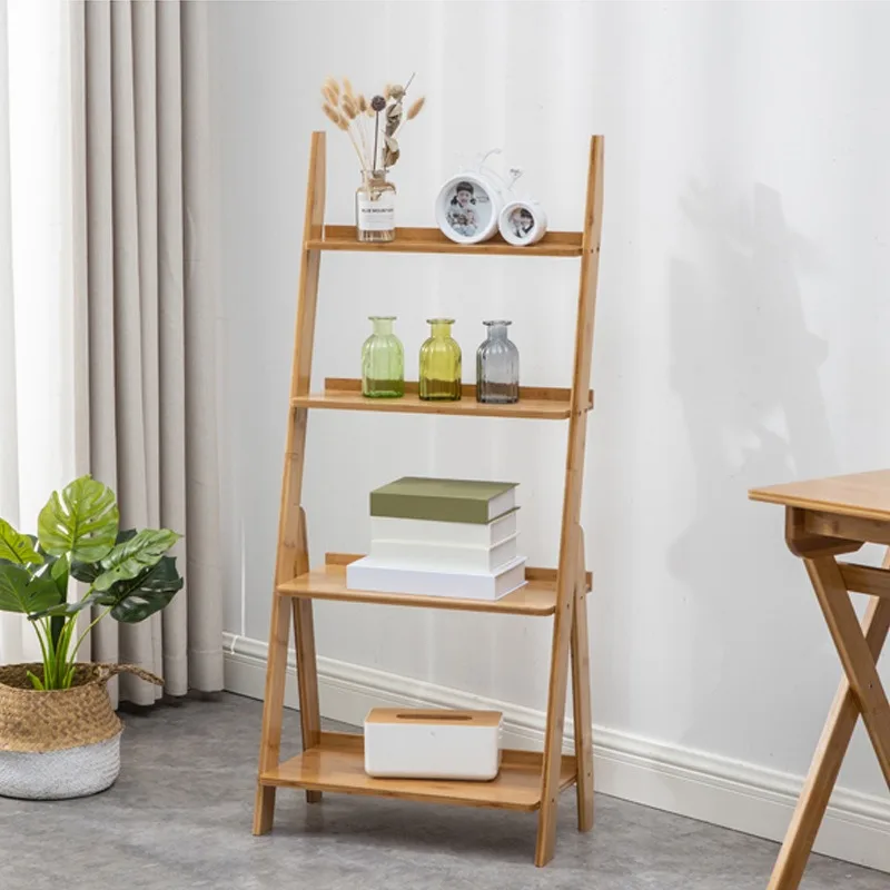 For Trapezoidal Storage Rack Against The Wall, Multi-level  and Bedroom Floor-standing Plant Rack for Solid Wood Storage