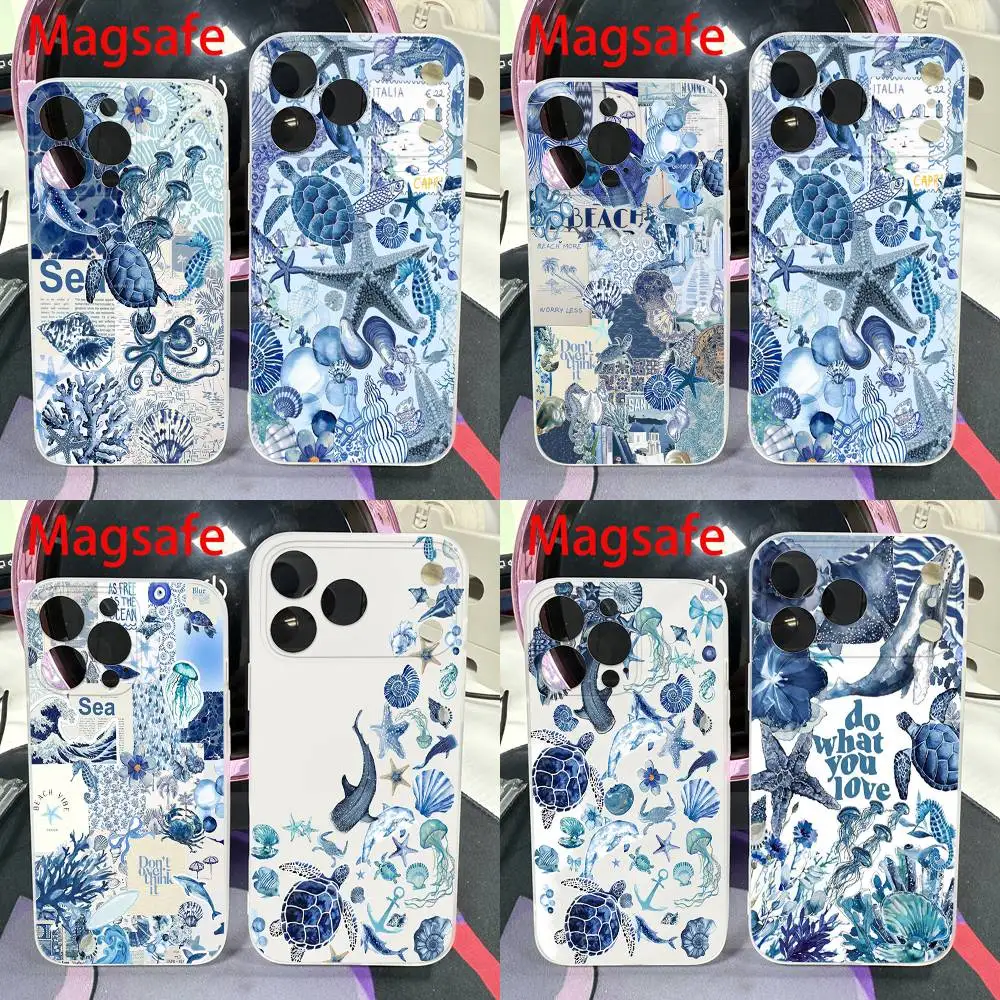 

Marine Life Sea Turtle Blue Ocean Phone Case For iPhone 14,16,15,11,13,17,12,Air,Mini,Plus,E,Pro,Max Magnetic Magsafe Cover