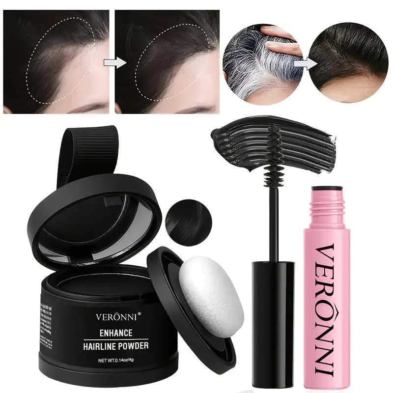 2 個のヘアライン シャドウ パウダー & ルート タッチアップ カラー スティック セット、ヘアマスカラ ヘアライン シャドウ コンシーラー ヘアダイ ペン ナチュラルな外観