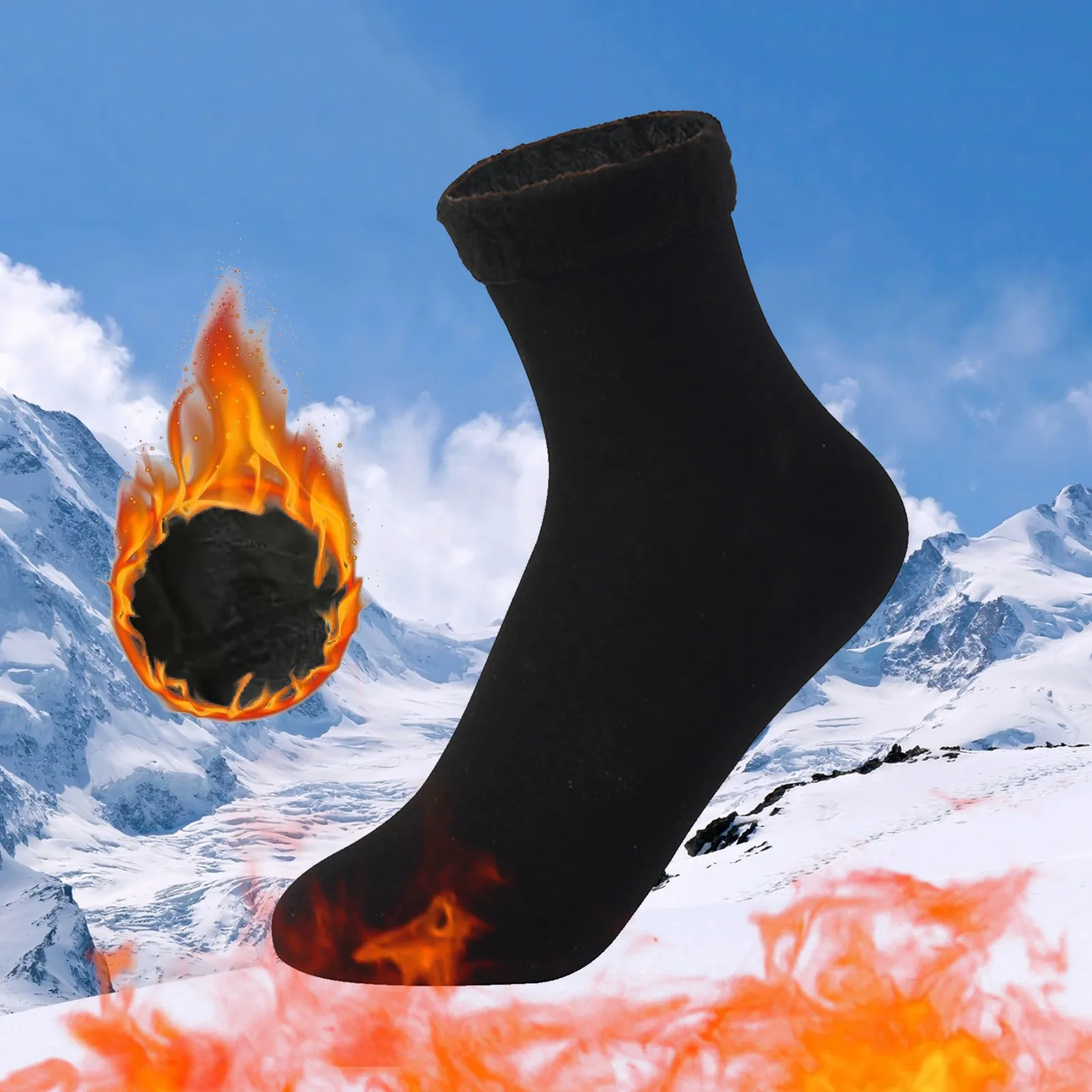 Winter Warm Thermal Socks for Men Women Extra Thick Insulated Heated Crew Boot Socks Solid Color Warm Socks