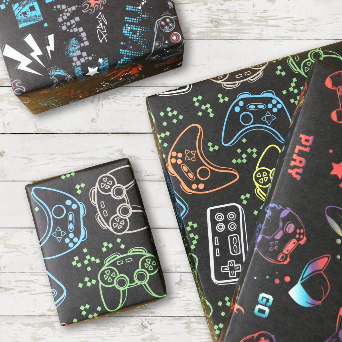 3/6 stücke Videospiel Konsole Geschenkpapier 1. Geburtstag Party Decor Junge Kinder Gefälligkeiten Geschenkpapier Baby Shower Party liefert