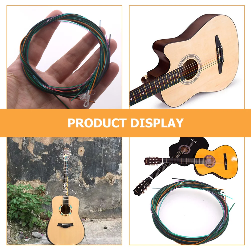 

1Set Colorful Folk Guitar Strings Durable Acoustic 6 String Set Rust-Proof Copper Wire Replacement Practical Accessories For