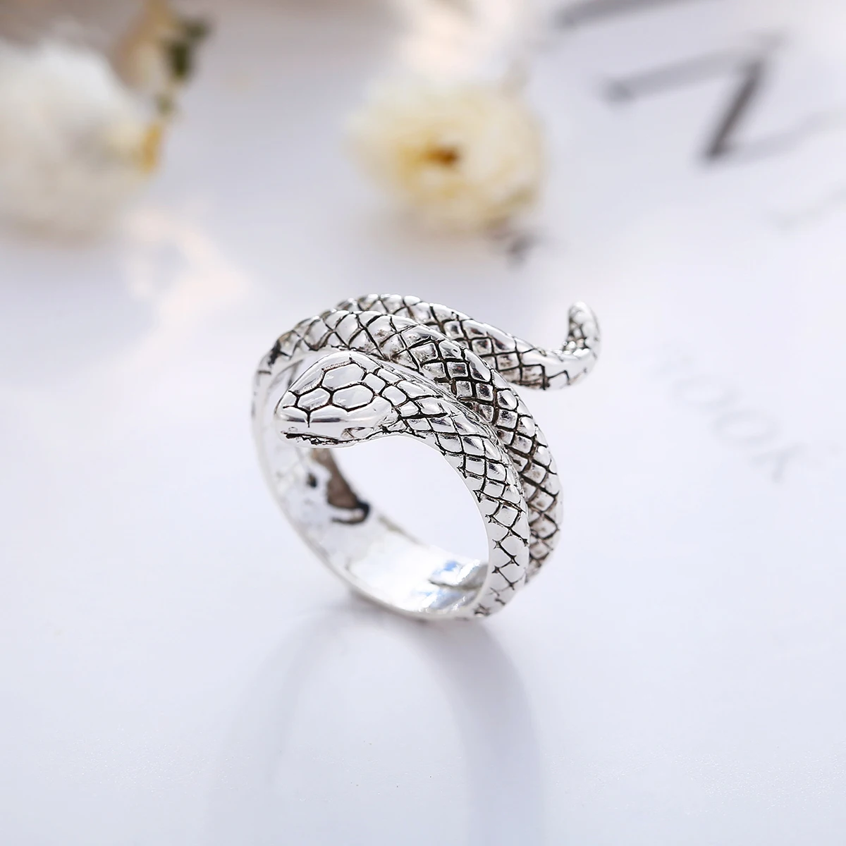 Knuckle Ring Retro Punk Rings Adjustable Gothic Snake Design for Men Vintage Style Cool Fashion Accessories Trendy Jewelry