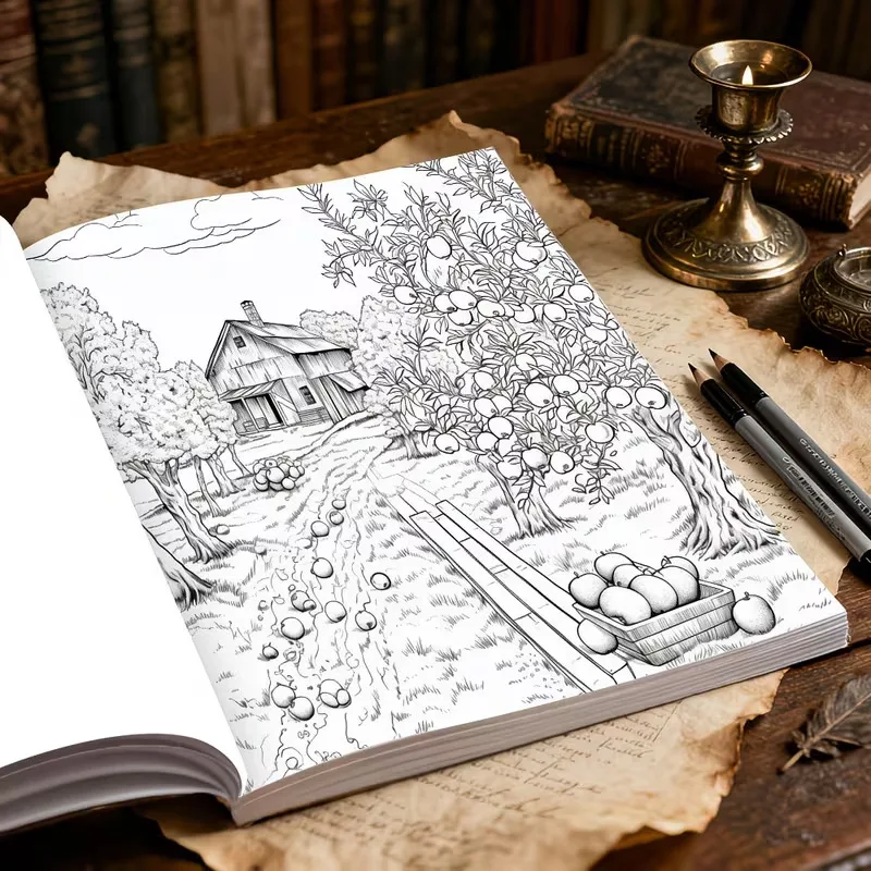 Rural Life Coloring Book for Adults Cozy Countryside Designs Relaxing Art Therapy Stress Relief Heartfelt Gift