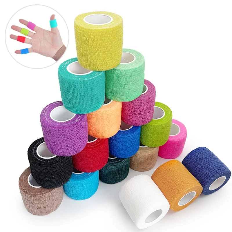 

Colorful Athletic Wrap Tape Self Adhesive Elastic Bandage Elastoplast Sports Protector Knee Finger Palm Shoulder Bandage Medical