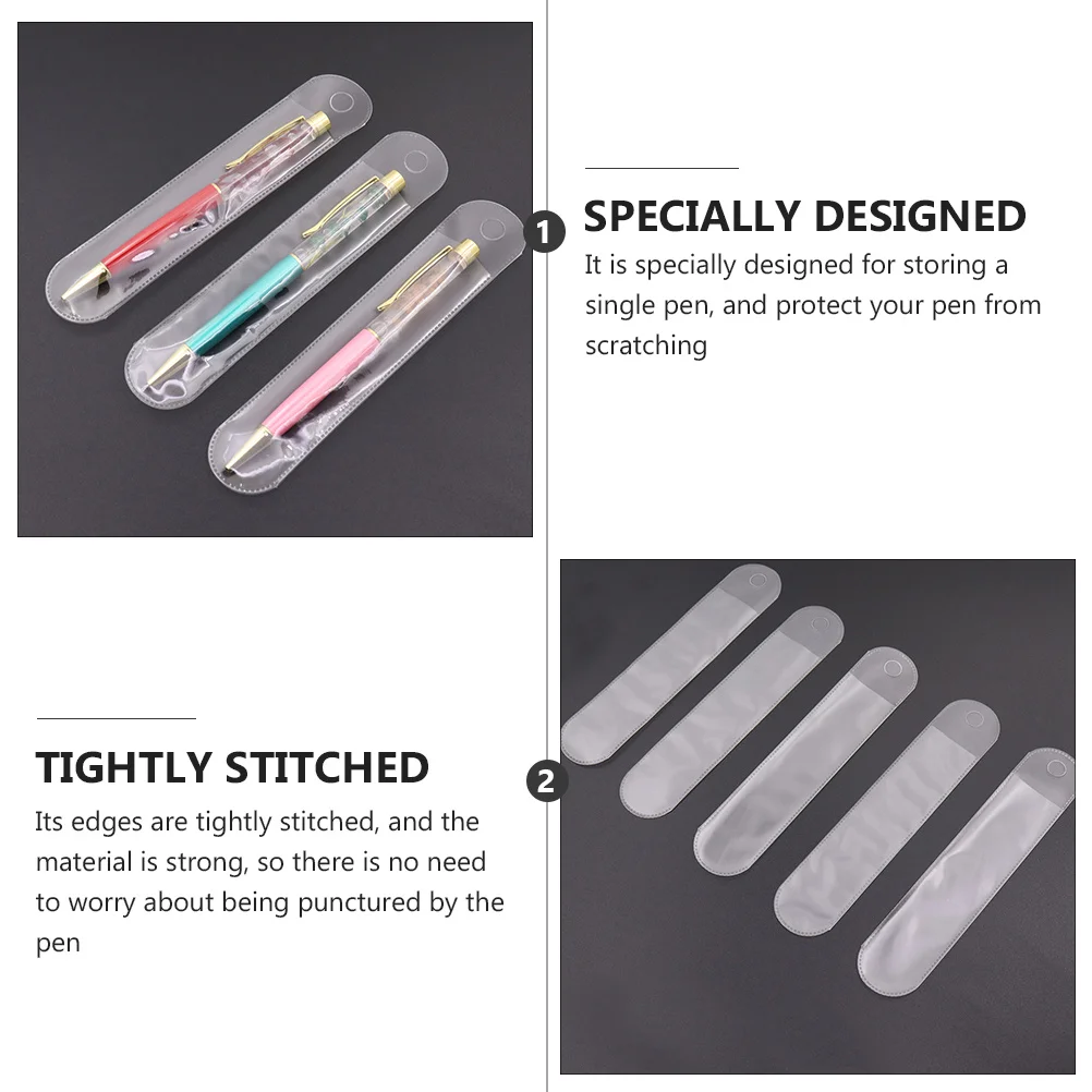 25 pçs sacos de proteção de caneta transparente plástico fosco lápis malotes firmemente costurado material forte saco de armazenamento de caneta