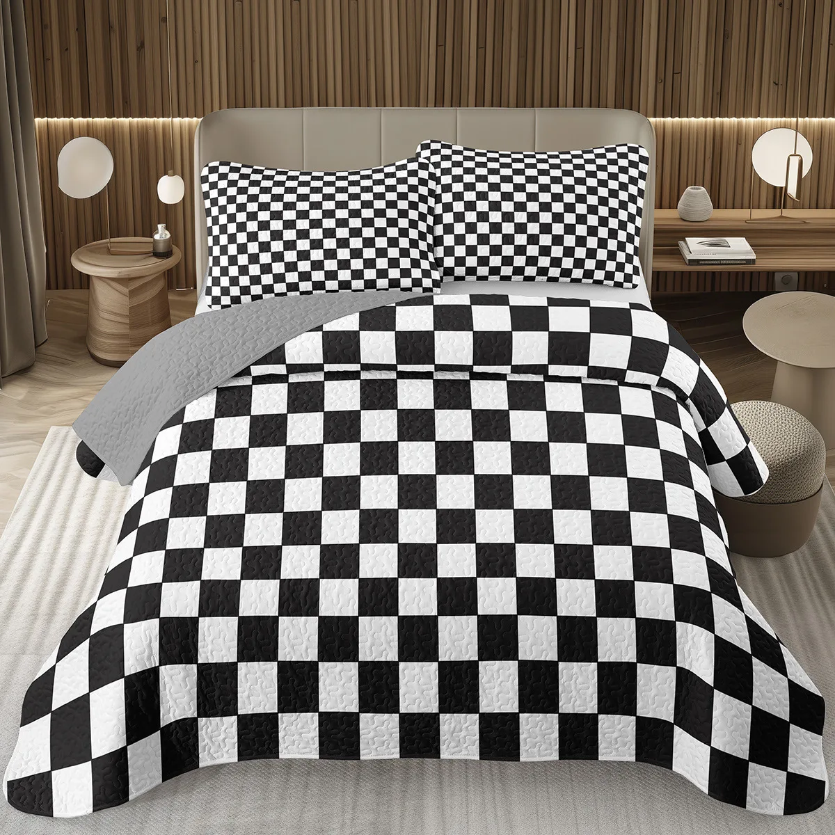 

Покрывало в сетку, черно-белый клетчатый комплект постельного белья, покрывало в клетку «Самолет Баффало», геометрический чехол в клетку в клетку