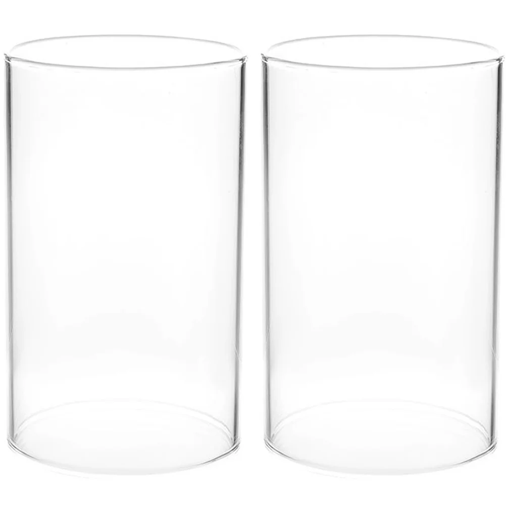 2Pcs Clear Glass Holders Simple Tube Shades for Container Romantic Atmosphere Decorative Glass Shades Supply