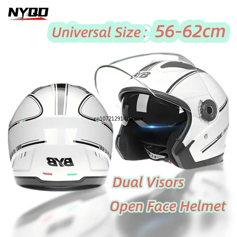 

Мотоциклетный шлем для электровелосипедов с двойным визором, всесезонный защитный шлем для езды на мотоцикле, для мужчин и женщин