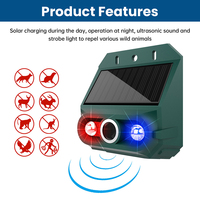 Ultrasonic Animal Repellant Outdoor Solar Powered PIR Motion Garden Waterproof Animal Deterrent Alarm For Farm Yard Pasture