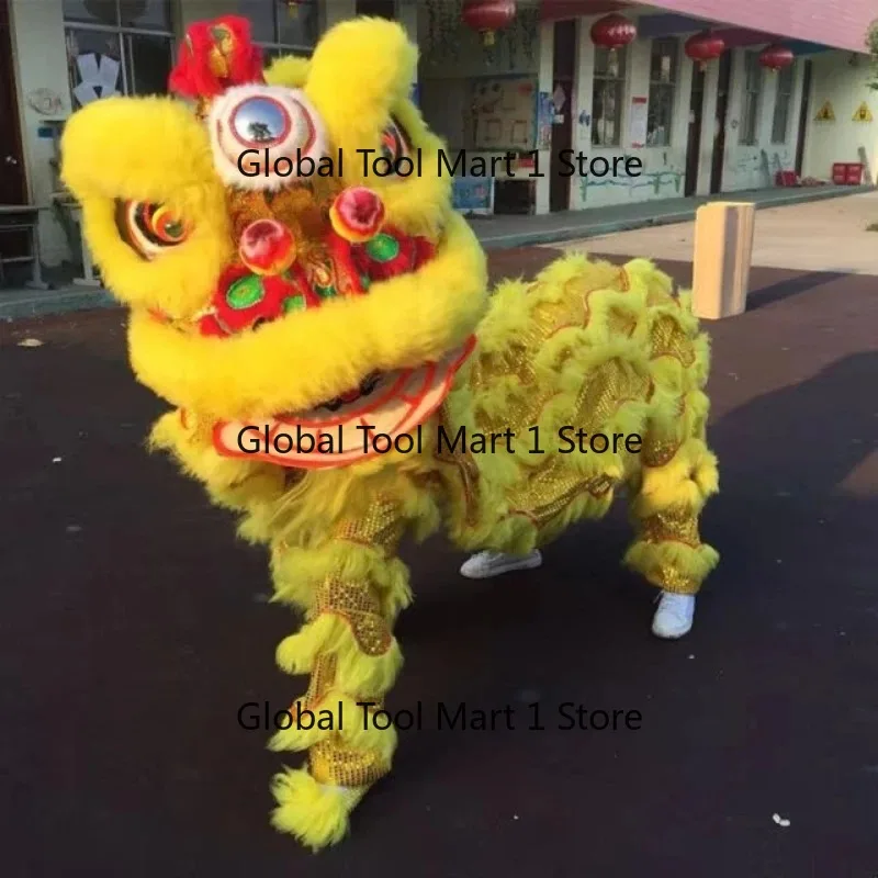 Handmade traditional Chinese folk lion dance costumes for two-person performance