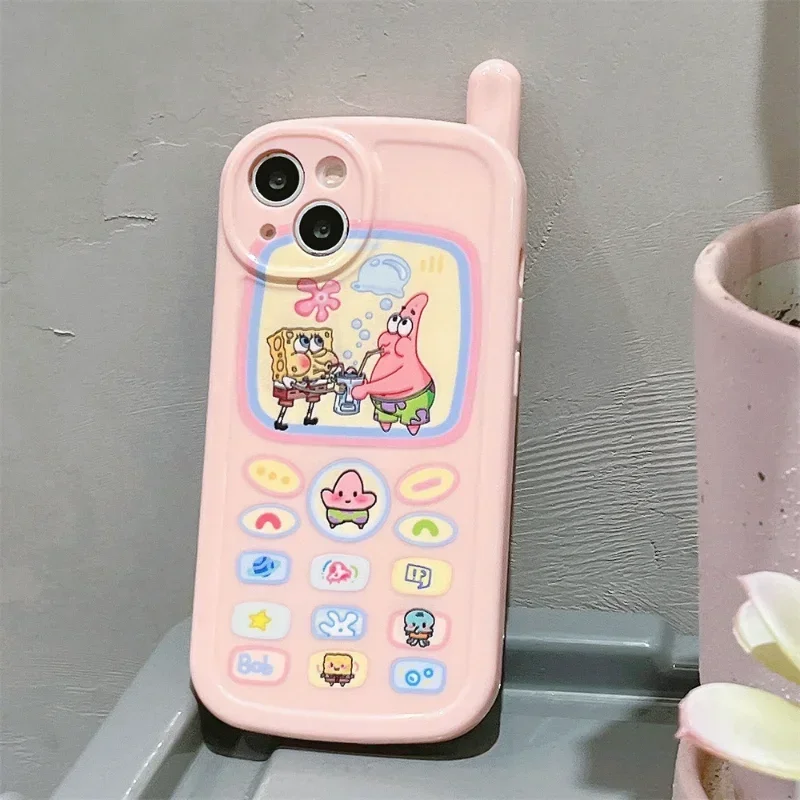 SpongeBob Case for IPhone 11 14 13 12 Pro Max 14pro Cute Cartoon Case for Iphone 14 13 Pro Xsmax Xr Soft Bumper Shockproof Cover