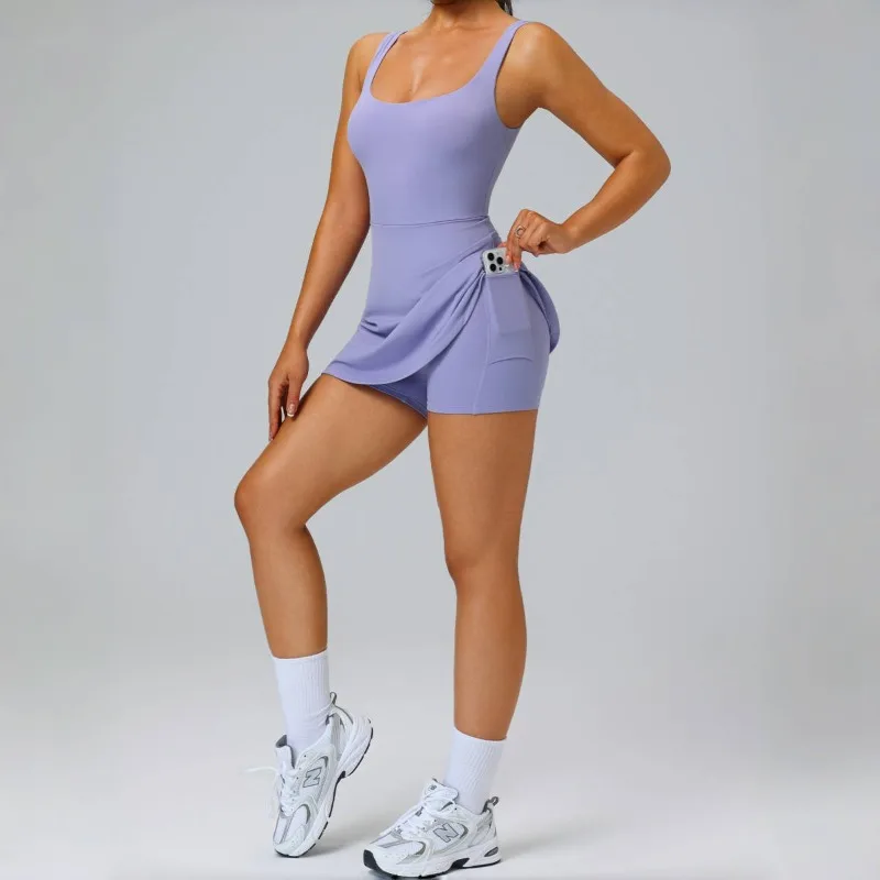 

Women's Nude Yoga Clothes Slim Fit Beautiful Back Anti Glare Quick Drying Yoga Dress Outdoor Sports Running and Fitness Clothes