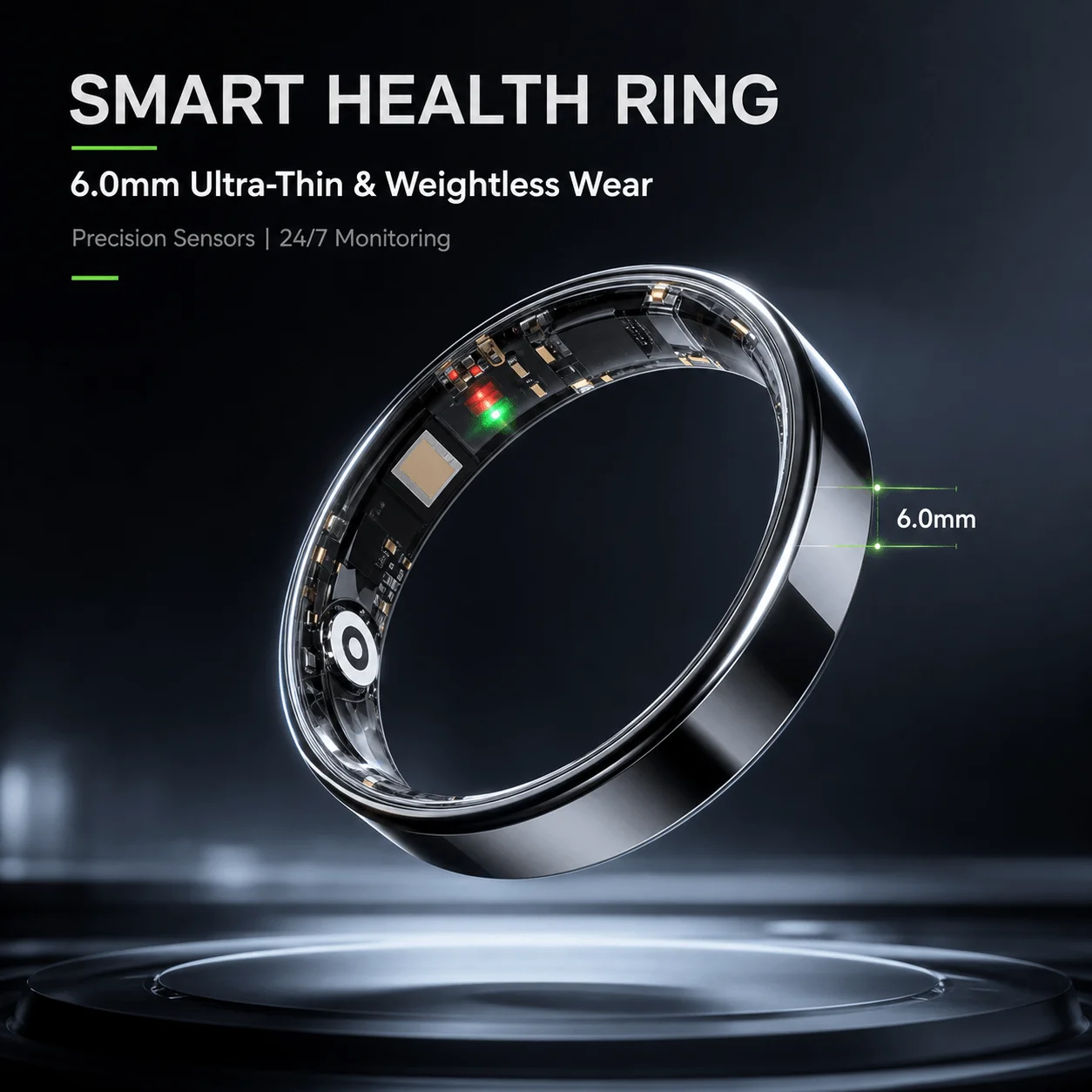 

Smart Ring IP68 Health Monitor Heart Rate Blood Oxygen Sleep Tracker Sport Fitness Ring For Android iOS