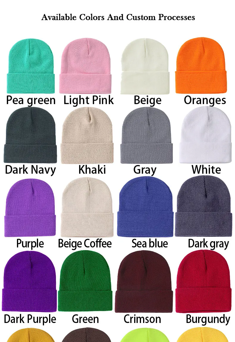 Individuell besticktes Logo Unisex-Beanie-Mütze, randlose Freizeitmütze für Herren, winterkältebeständige warme Strickmütze, Damenmütze – Detail 1