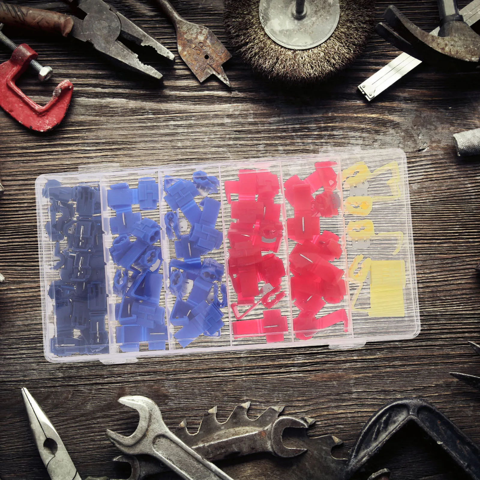 

65pcs Quick Splice Wire Connectors Kit Solderless Electrical Crimp Terminals T-Shaped 6-Slot Multifunctional Durable Plastic