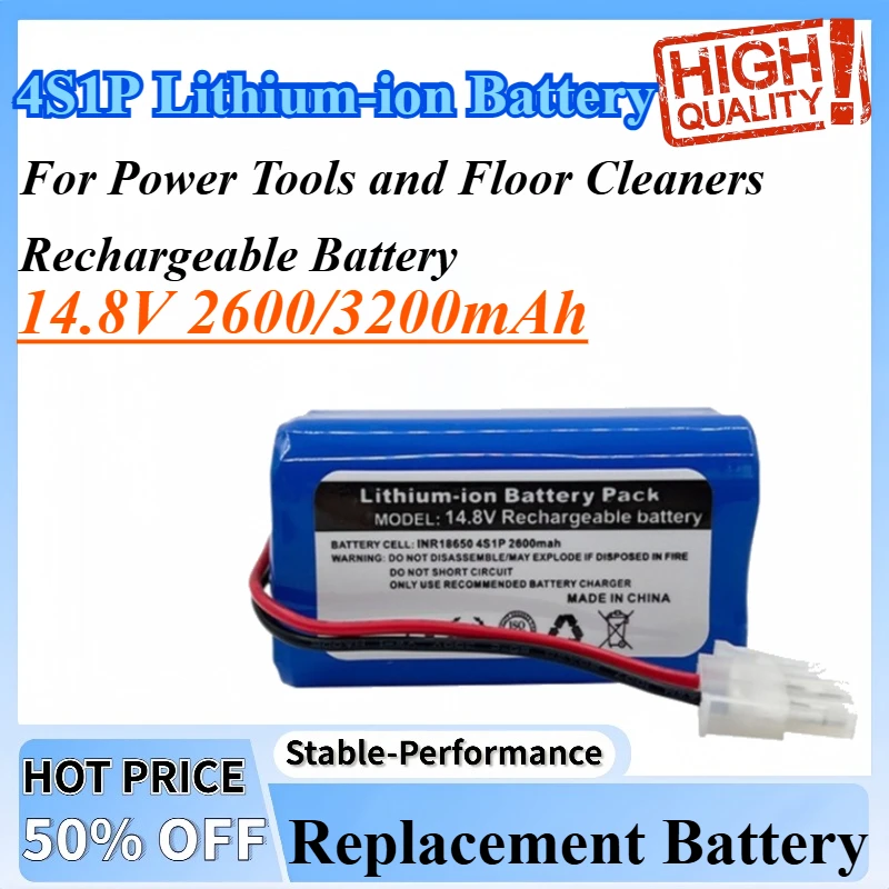 

14.8V 2600/3200mAh 18650 4S1P Rechargeable Lithium-ion Battery Pack For Power Tools and Floor Cleaners Rechargeable Battery