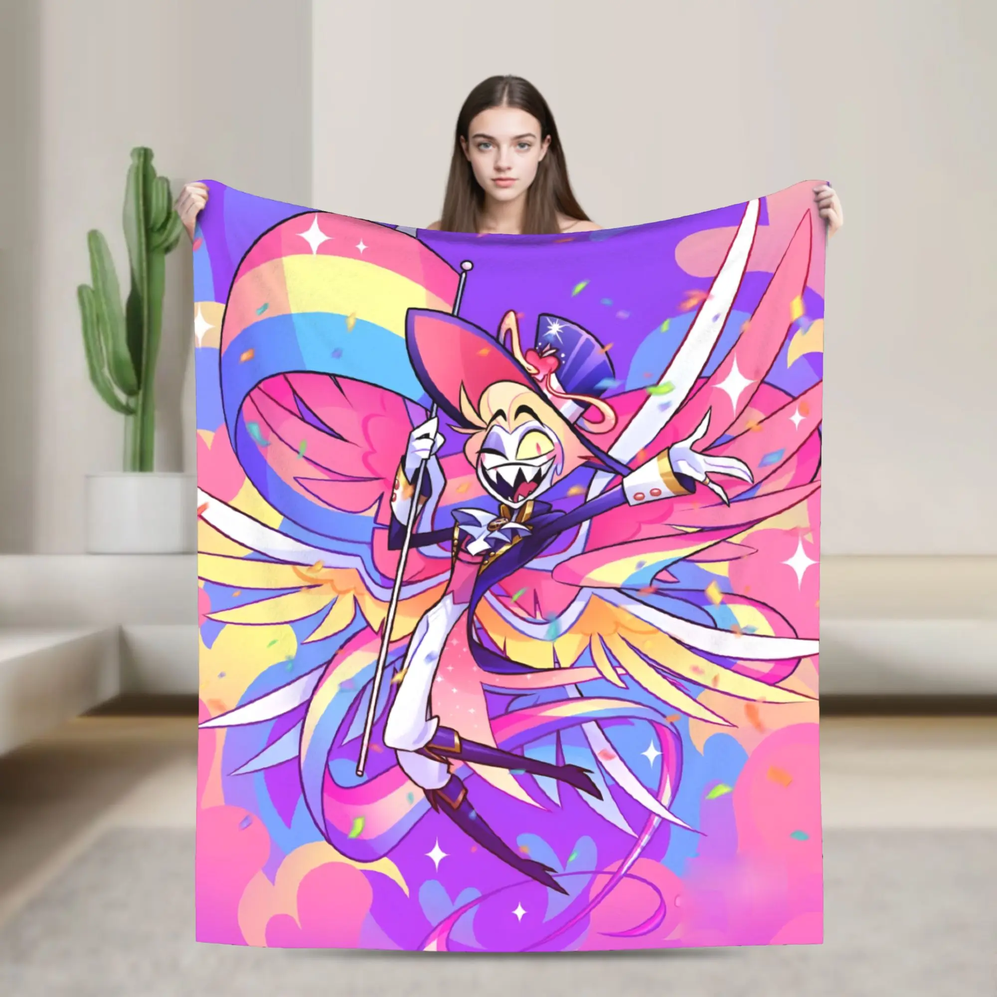 Custom Ultra-Soft Fleece Hazbins Movie Hotels Cartoon Throw Blanket Warm Flannel  Blankets for Bedroom Home Couch Bedspreads