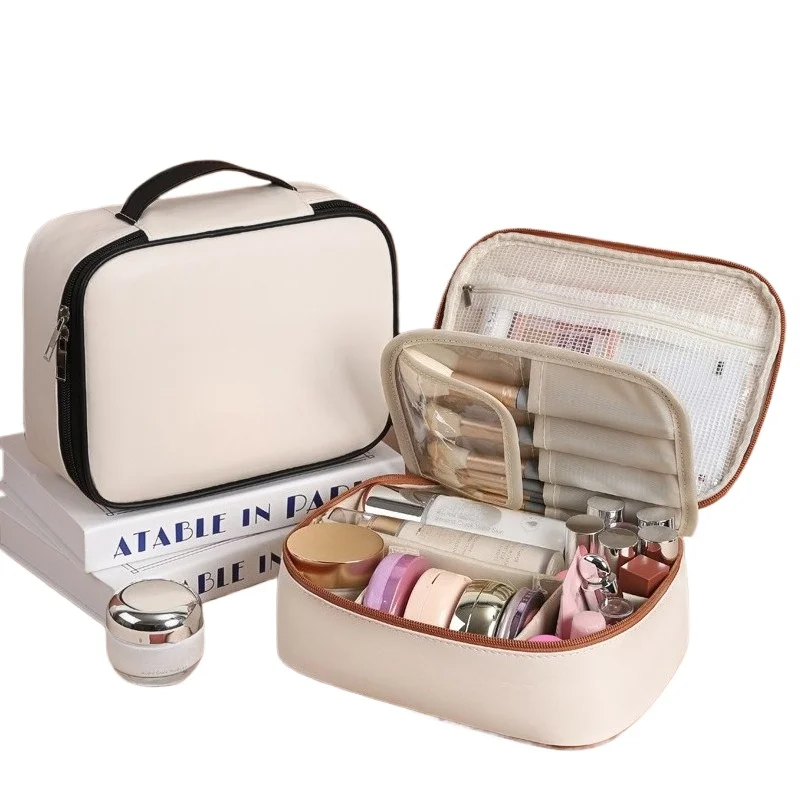3 in 1 Multifunctional Makeup Bag Large Capacity Internal Divider Design Travel Cosmetics Organizer Case
