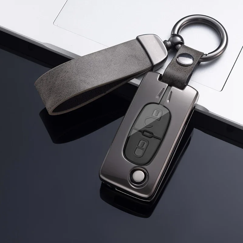 

Fashion Metal Alloy Car Flip Key Case Cover Shell Fob For Peugeot 107 207 307 308 407 607 3008 5008 Car Accessories