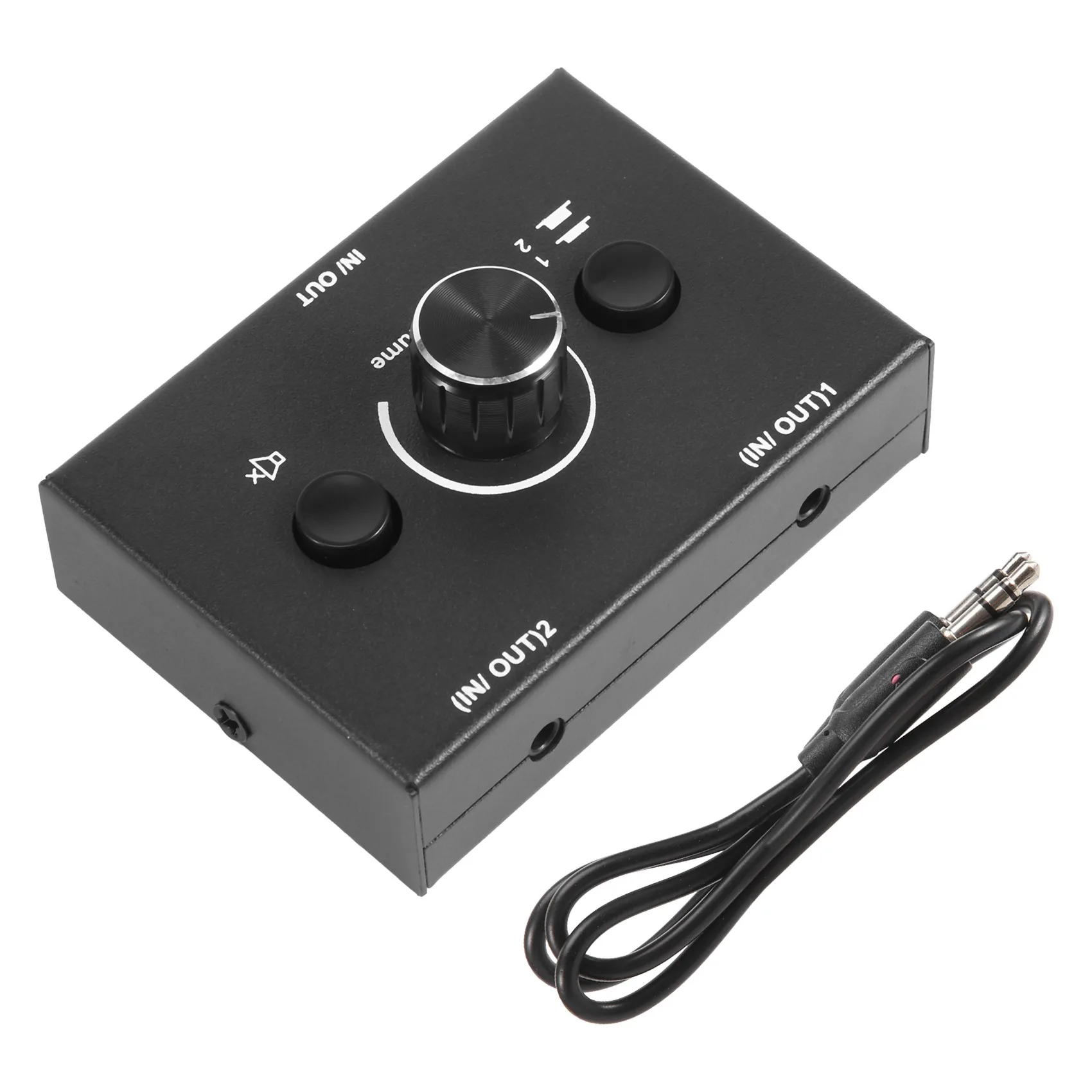 Pengalih Audio 3.5mm, 2 Input 1 Output/1 Input 2 Output pengalih pemisah Audio, kotak pengalih Audio, tombol senyap satu tombol