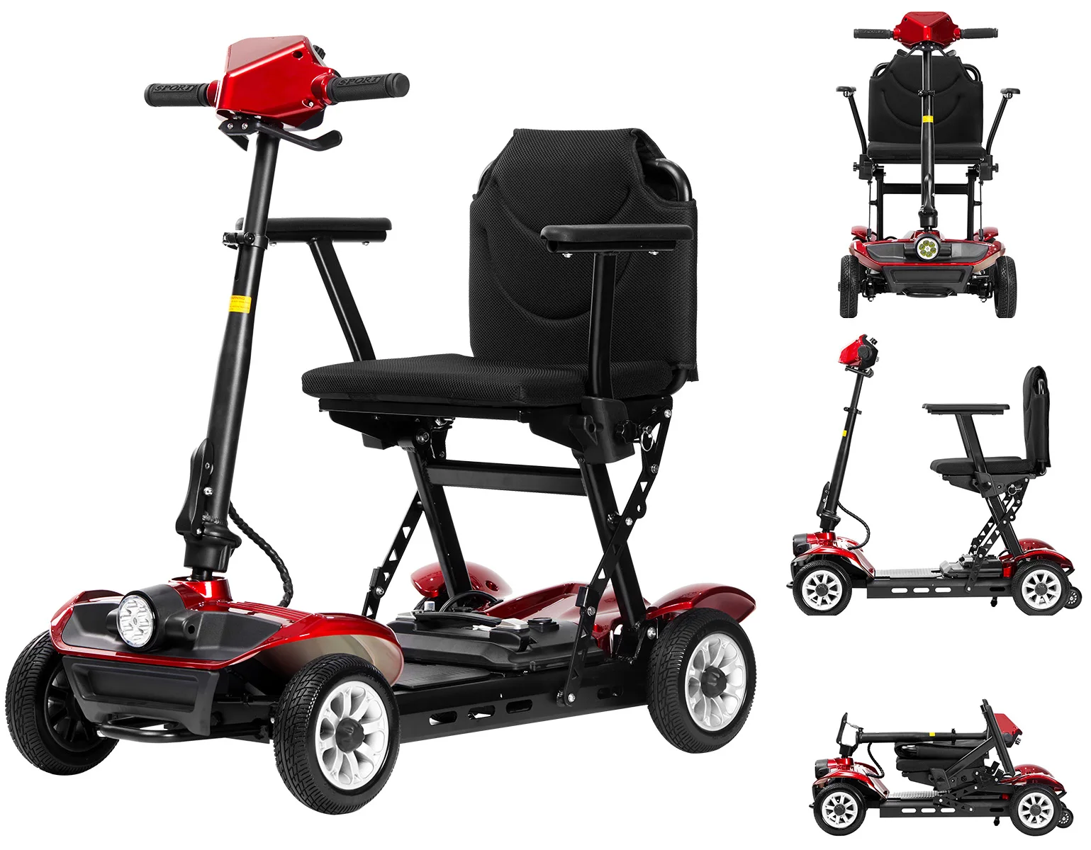 2025 رائجة البيع الكهربائية على الطرق الوعرة خفيفة الوزن 18 كجم قابلة للطي المحمولة 4 عجلة سكوتر التنقل الكهربائي لكبار السن