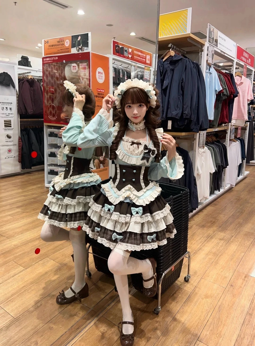 

Комплекты платьев Kawaii Lolita с галстуком-бабочкой и длинными рукавами + пышная короткая юбка с высокой талией + утягивающая талия, комплект из трех предметов