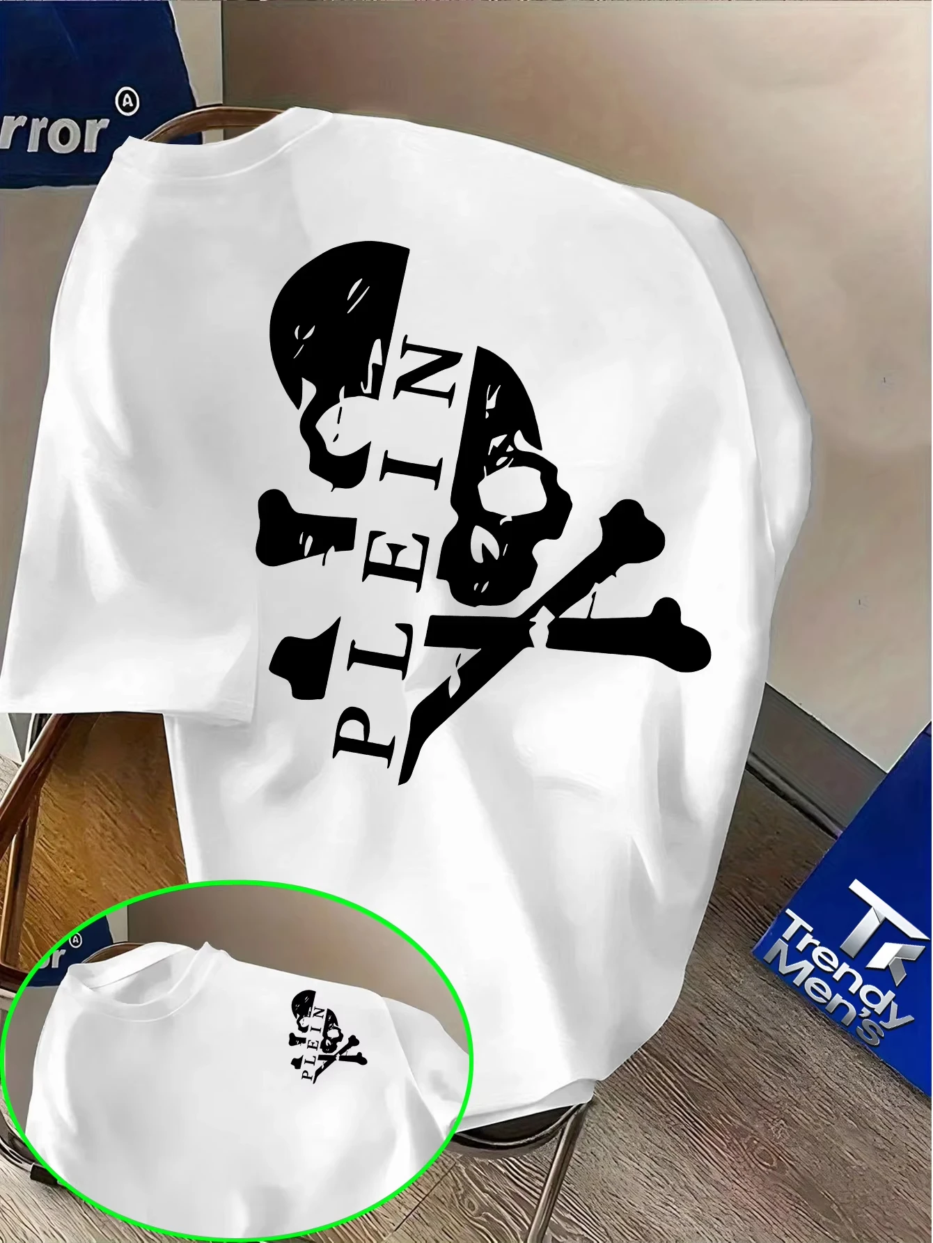 

Модная футболка с принтом в виде черепа и монограммы, с круглым вырезом и короткими рукавами, повседневная свободная хлопковая футболка для мужчин и женщин, для ежедневной носки