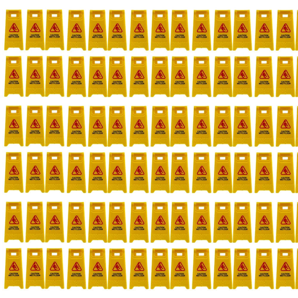 

100pcs Mini Caution Wet Floor Sign for Kids Construction Party Scene Decoration Car Birthday Warning Sign Decoration Supplies