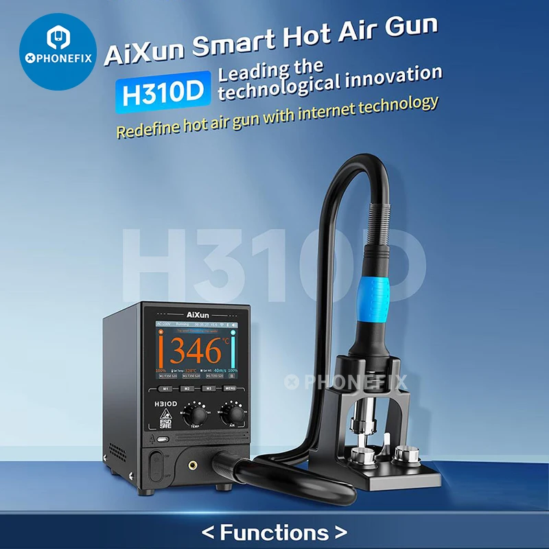 JCID AiXun H310D H312 Smart Hot Air Gun BGA Rework Station 1000W Heat Gun 3.5 inch IPS HD Display For Nand Cpu Welding Repair